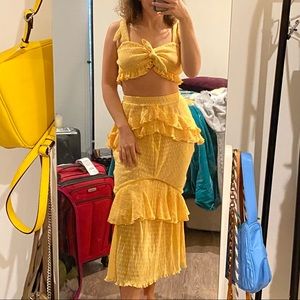 Song of Style Ada Midi Skirt & Top Set in Yellow